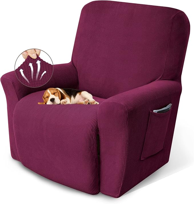 Recliner Chair Covers, 1-Piece Lazy Boy Recliner Covers, Wine | Washable by KEKUOU