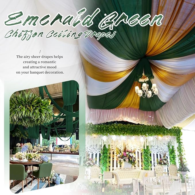 Showgeous 6 Panels Emerald Green Ceiling Drapes - Image 6