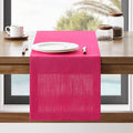 ZeeMart Linen Textured Border Table Runner, 14 x 48 Inch Hot Pink, Farmhouse Style Pink Table Runners 48 Inches Long, Easy Care Everyday Polyester Table Runner
