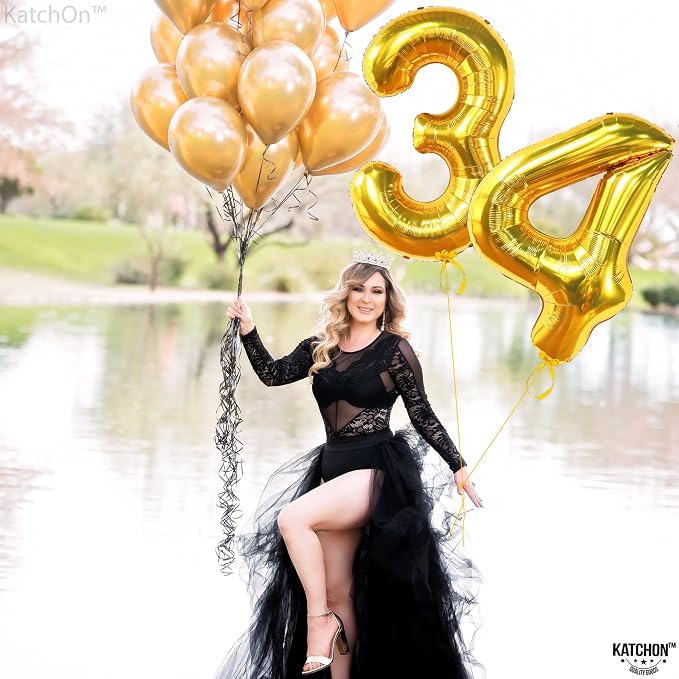 KatchOn Gold 34 Balloon Numbers 40 Inch, 34 Birthday Decorations | Birthday - Image 8