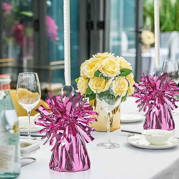 9 PCS Metallic Wrapped Balloons Weights Pink Helium Balloon Weight Balloon - Image 4