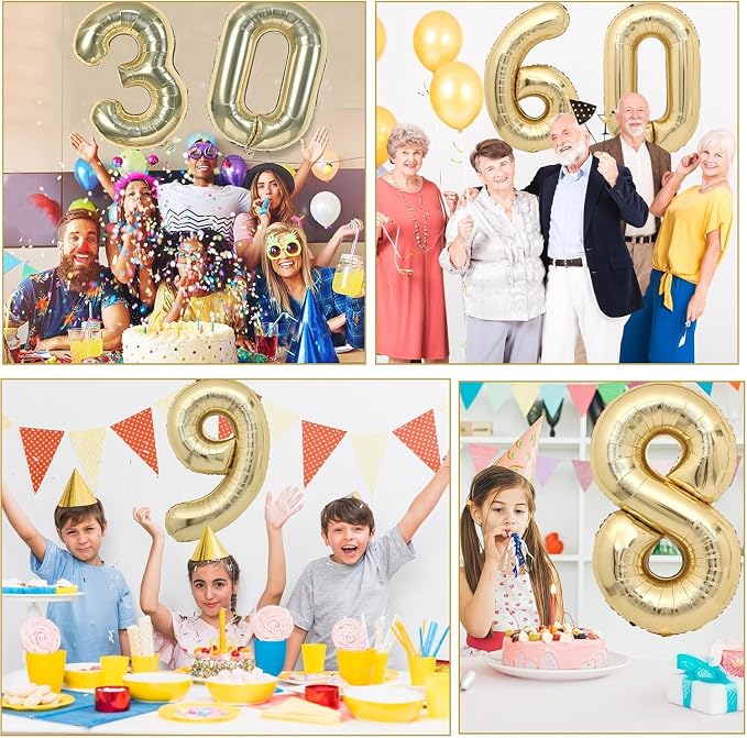 40 inch White Gold Number Balloon Giant Foil Helium Balloons Champagne Gold - Image 5
