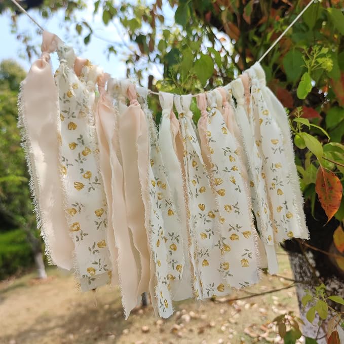 Peach Floral Chiffon Tsaasel Garland - Image 5
