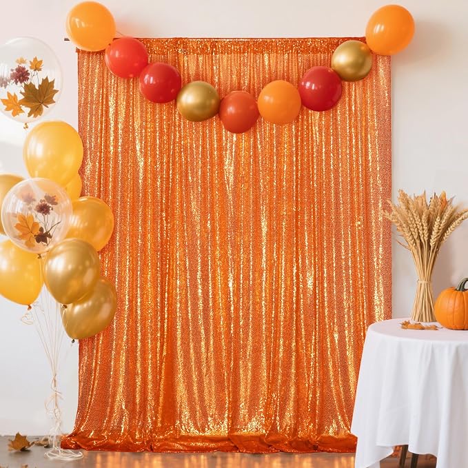 Eternal Beauty Orange 3mm Sequin Backdrop 10x10 Ft - Image 3