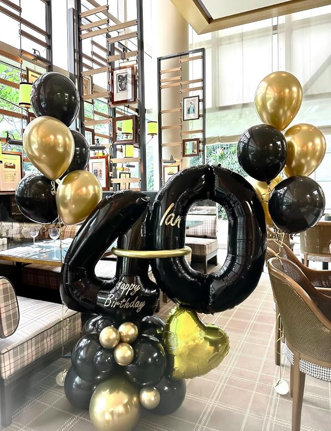 Black and Gold Balloons, Latex Balloons - Image 5