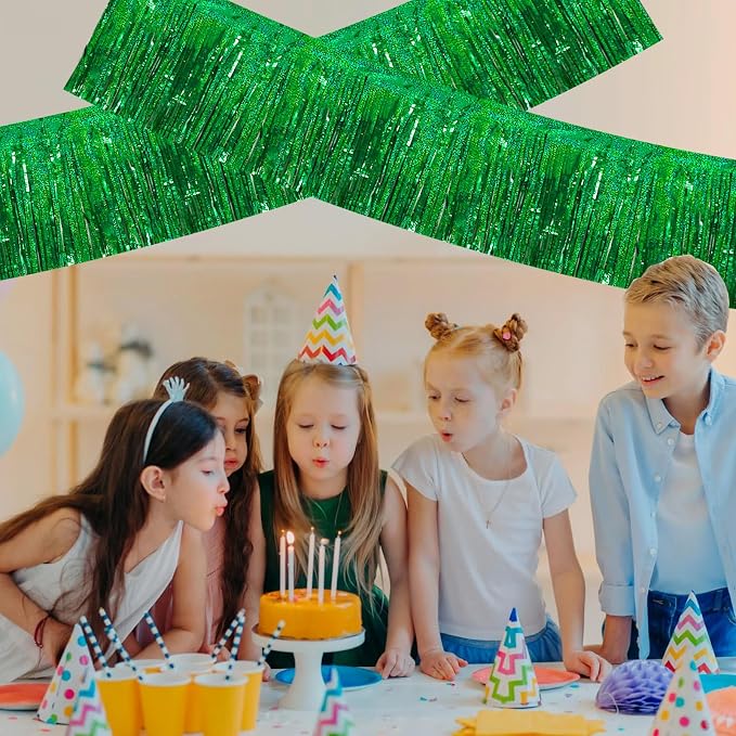 BEISHIDA Laser Green Fringe Garland Banner 30ft Wall Tinsel Foil Streamers | - Image 4