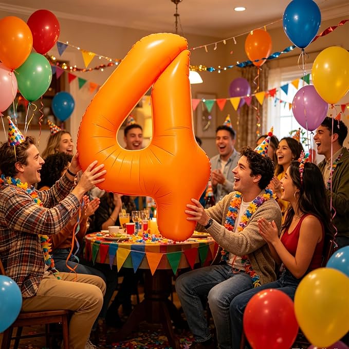 Fluorescent Orange Number Balloon 40 inch Giant Foil Helium Balloons Orange - Image 7