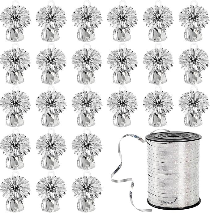 Frcctre 24 Pack Balloon Weights Metallic Silver Anchors Balloon Holder Foil by Frcctre