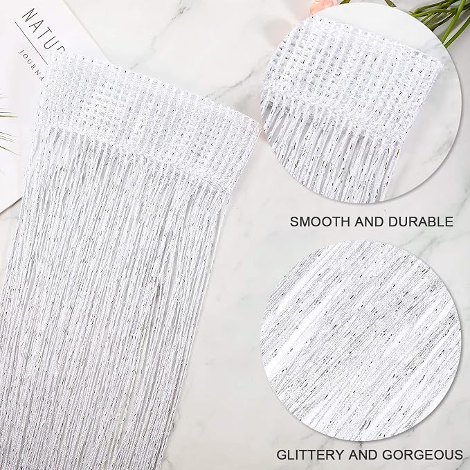WILLBOND 4 Pcs String Curtains Glitter Fringe Curtains - Image 3