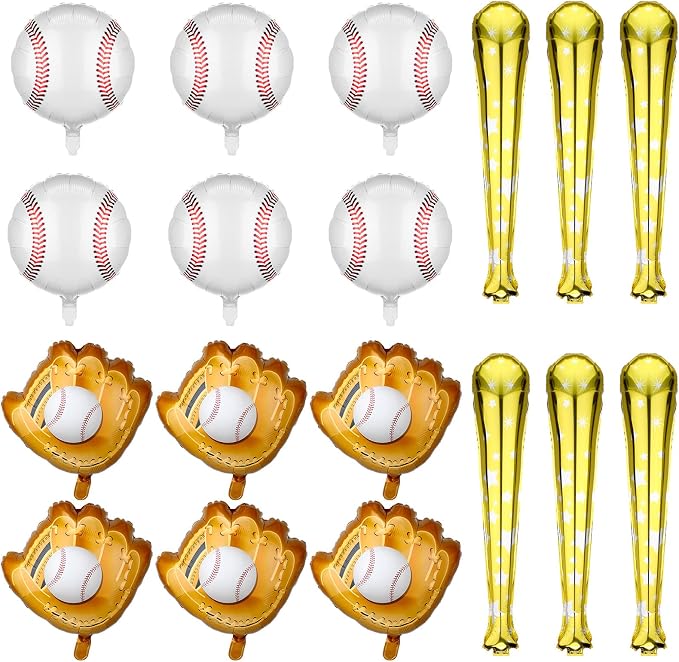 Skylety 18 Pieces 18 Inch Baseball Balloons Baseball Foil Balloons 20 Inch by Skylety