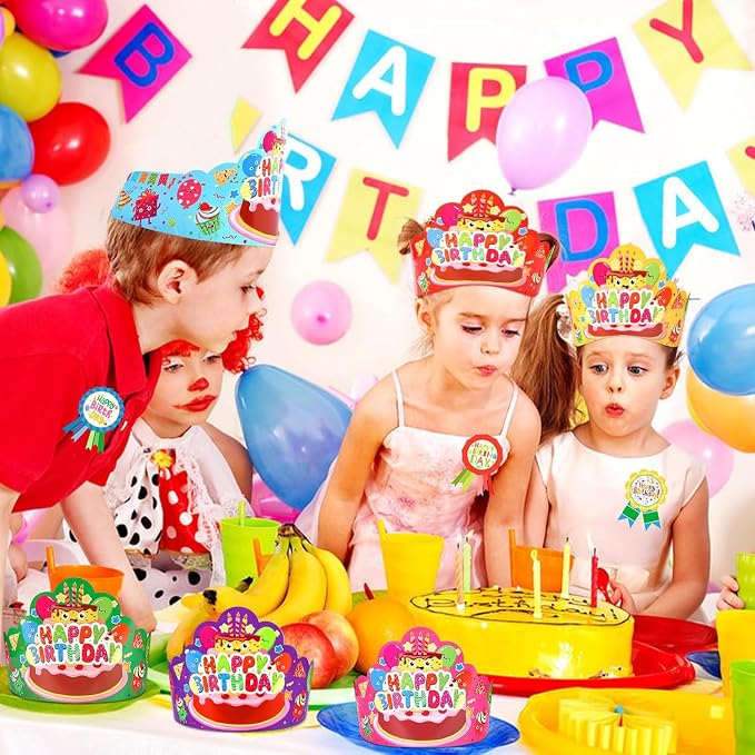 QAUYETM72 PCS Birthday Crowns Classroom Include 36 Colorful Birthday Paper Hats - Image 3
