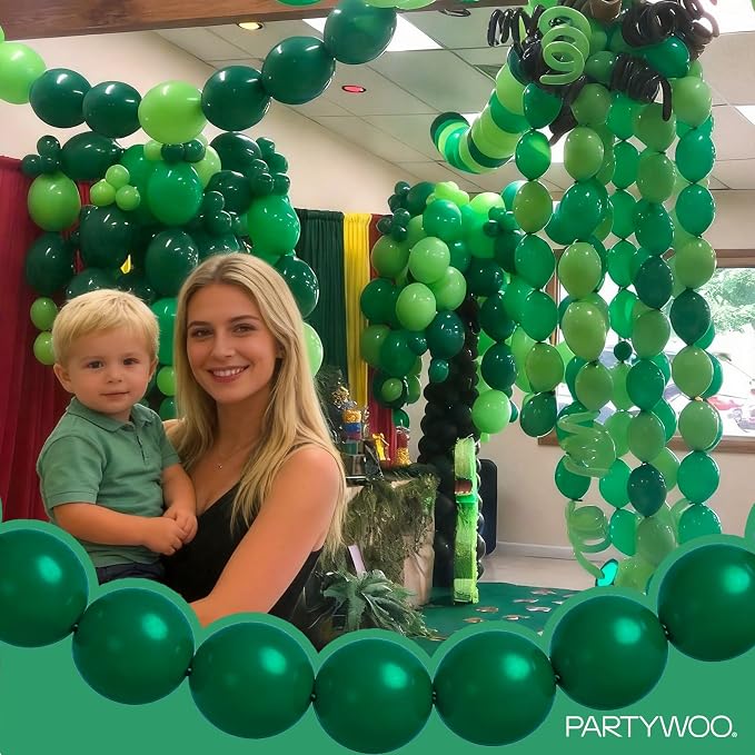 PartyWoo Dark Green Linking Balloons 100pcs 6 Inch Emerald Link Balloons | - Image 2