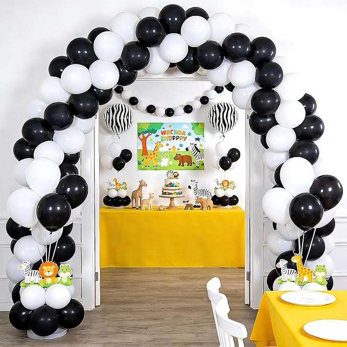 Black and White Balloons 100 Pack 12 Inch White Black Extra Thick Latex Party - Image 6