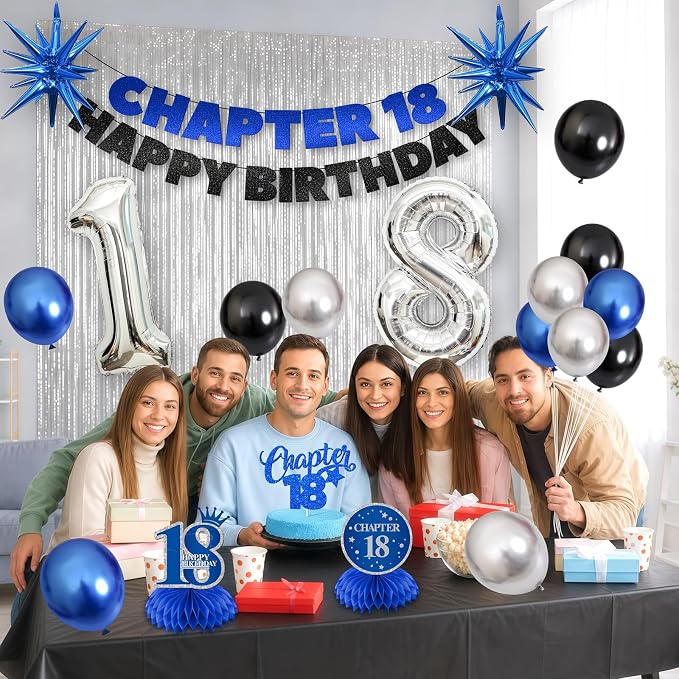 18th Birthday Decorations for Boys and Girls, Fringe Curtains, Tablecloth and - Image 2