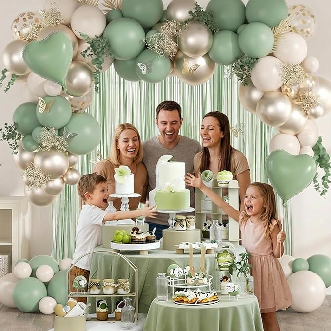 Sage Green Balloon Arch Kit 58pcs, 12in Green and White Balloons - Image 8
