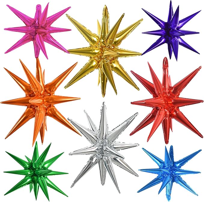 TONIFUL 8 Pcs Explosion Star Balloons Colorful Foil Balloon Party Decor | 22 by TONIFUL