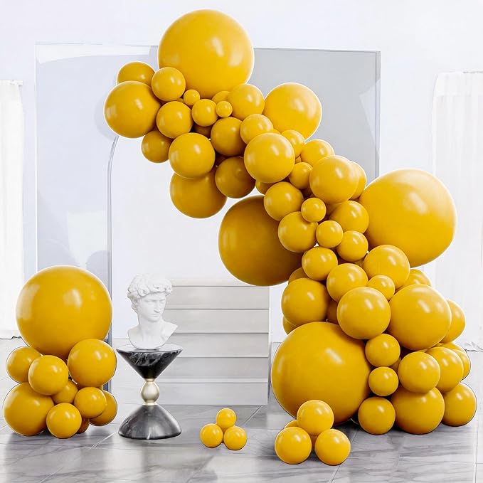 PartyWoo Mustard Yellow fall Balloons 140pcs Different Sizes | 18 12 10 5 Inch by PartyWoo