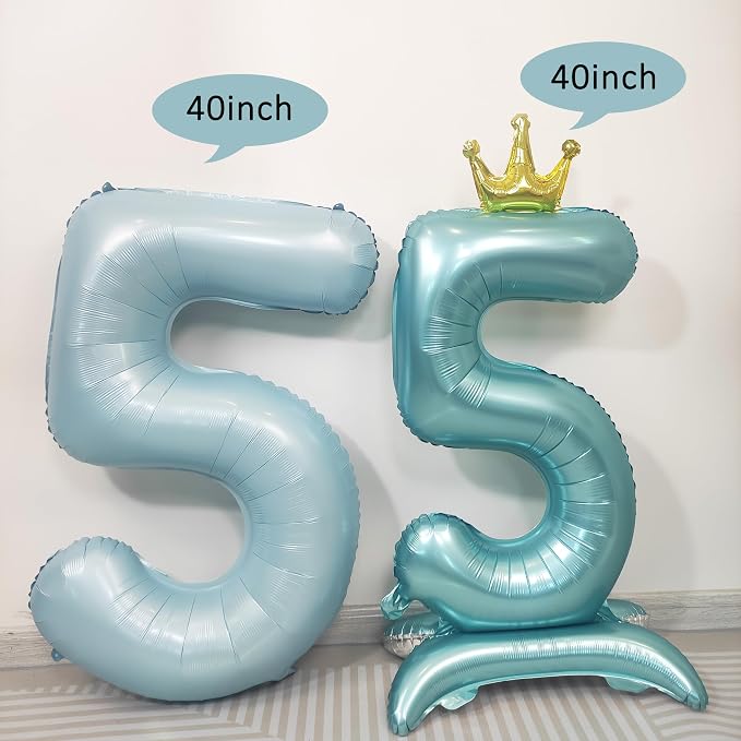 Blue Crown Number 0 Foil Balloon Standing Blue digital 0 Foil Balloon | - Image 4