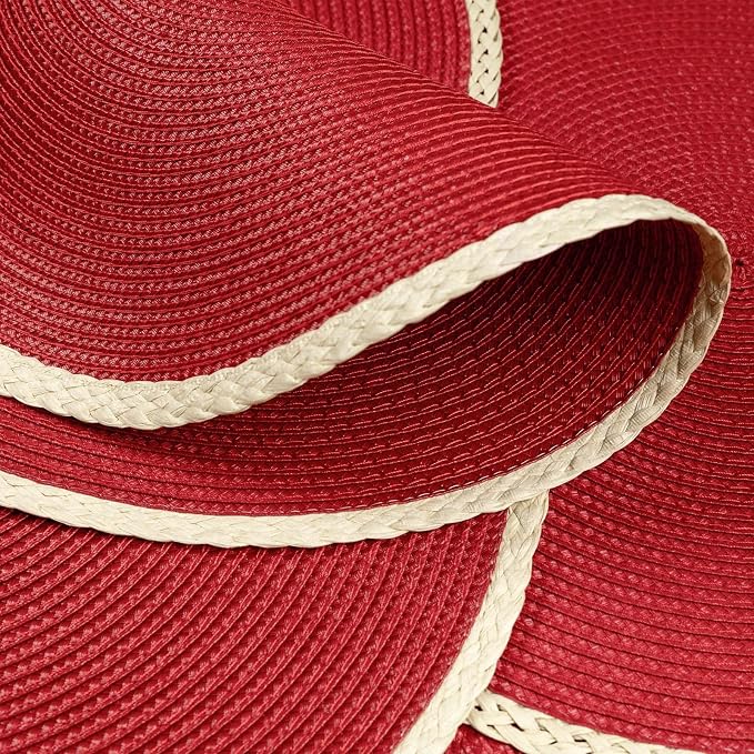 Round Placemats Set of 8, Woven Table Mats, Thin Edge, New Red | Braided Paper - Image 3
