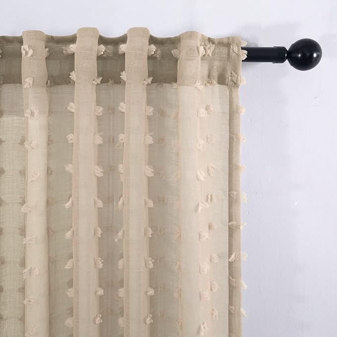 KOUFALL Warm Taupe Sheer Curtains 90 Inch Length - Image 6