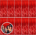 10 Pack Red Streamers Party Backdrop Christmas Decorations Foil Fringe Backdrop by BOMSI