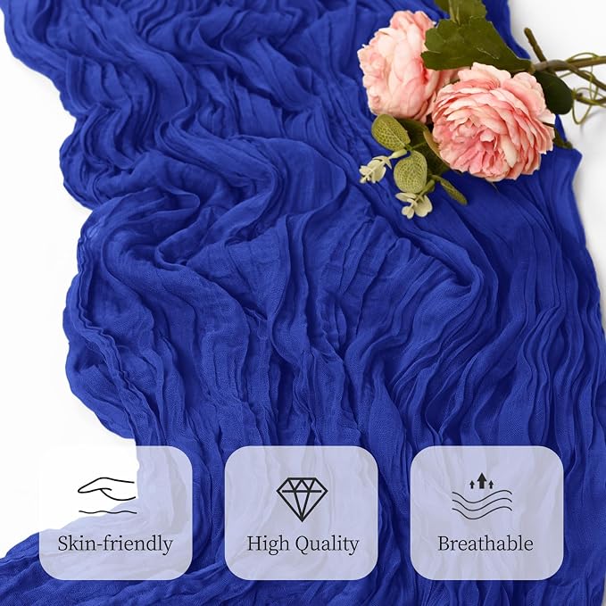 6 Pack Royal Blue Cheesecloth Table Runner 17x108 Inch Semi Sheer Boho Gauze - Image 6