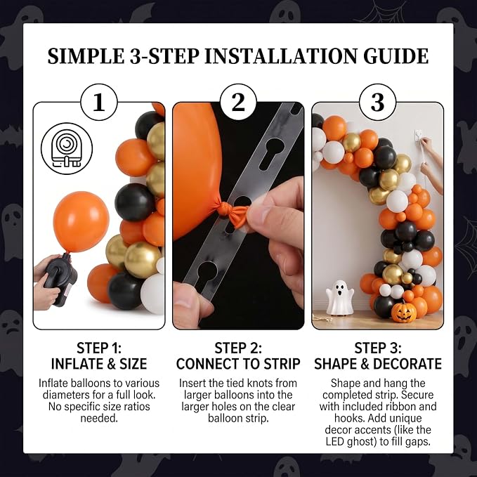 Halloween Balloon Arch Garland Kit, Spooky Party Decorations Background Supplies - Image 3