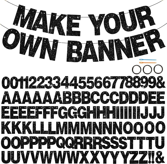 BEISHIDA Glitter Black 116 PCS A-Z DIY Letter Custom Banner Party Decor | 111 by Beishida