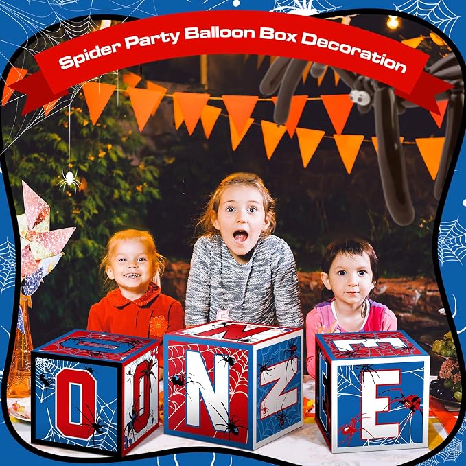 Feifeiya 3 Pcs Spider 1st Birthday Decoration Spider Theme Balloon Boxes One - Image 5