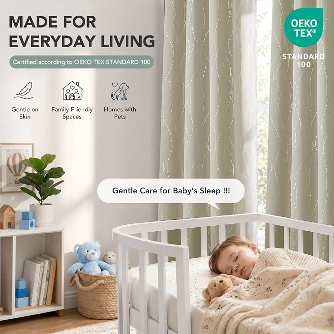 Deconovo 100% Blackout Living Room Curtains 95 Inches Long, Thermal Insulated - Image 6