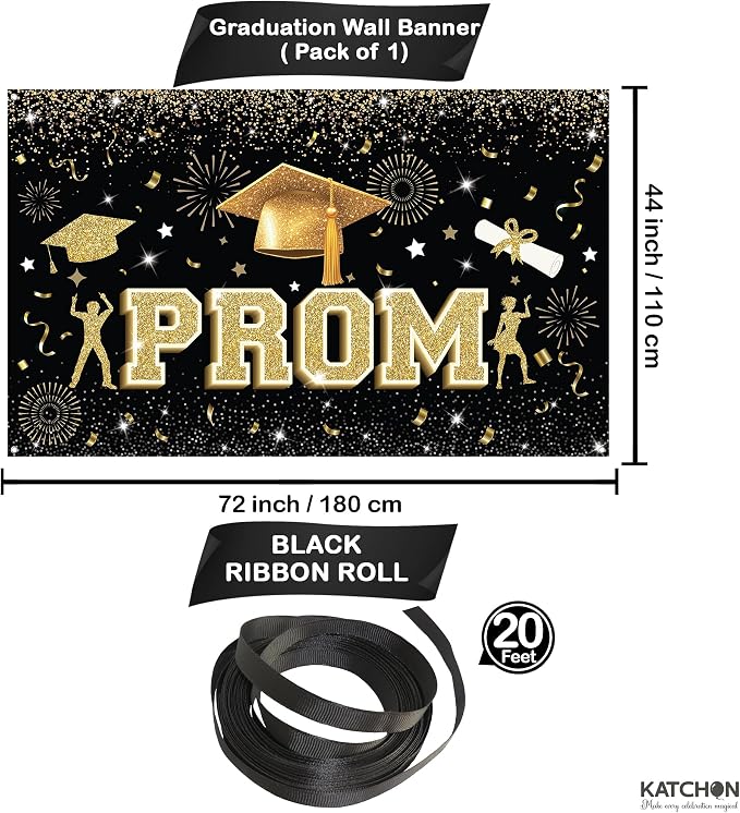 KatchOn Grad Party Prom Decorations 2026 Graduation Party Decorations | Black - Image 2