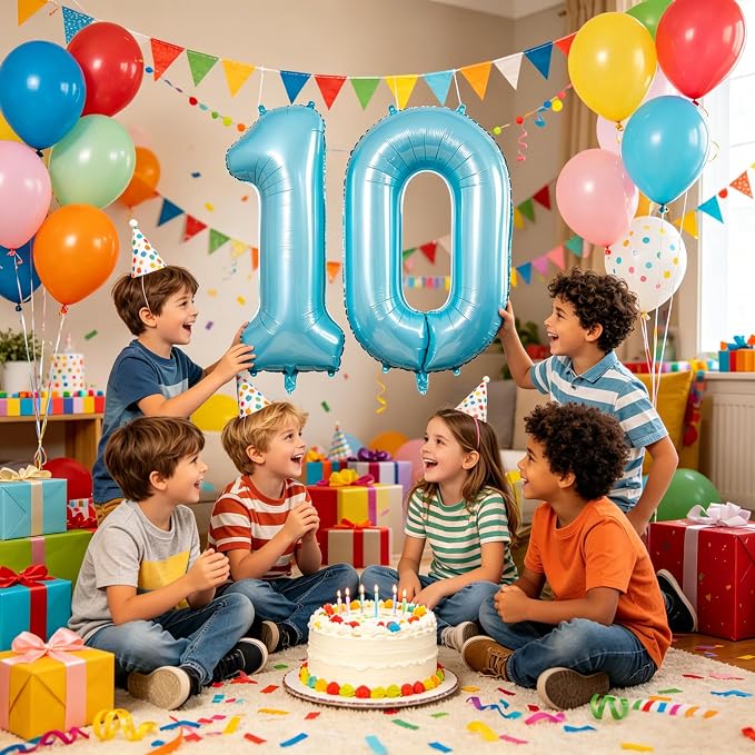 40 Inch Light Blue Number 0 Balloon | Suitable - Image 3