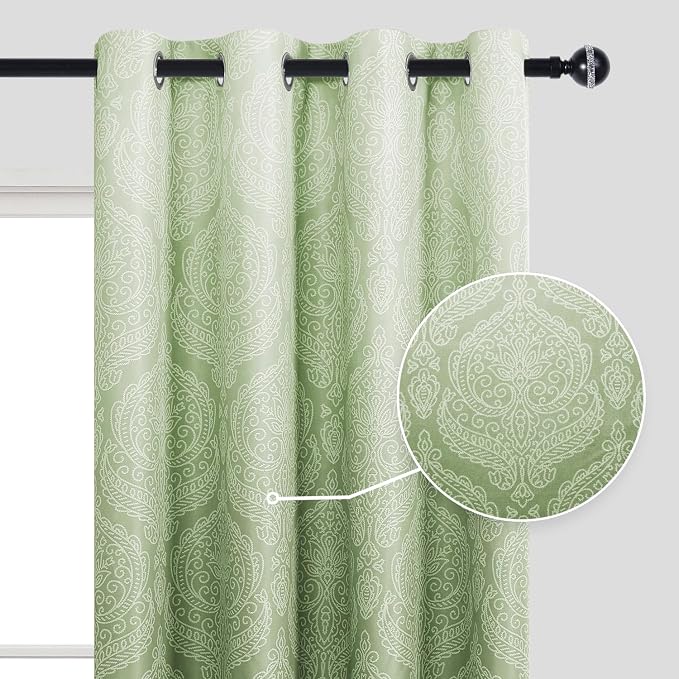 DWCN Avocado Green Ombre Room Darkening Blackout Curtains - Image 2