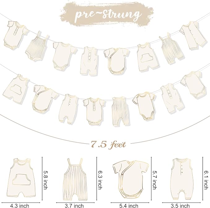 Boho Neutral Baby Clothes Banner Garland 2pcs Pre-Assembled Bunting Banners - Image 5