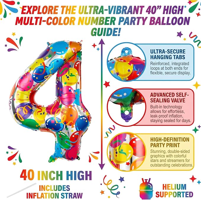 40 Inch Number 14 Balloon Set Large Foil Balloons - Image 2