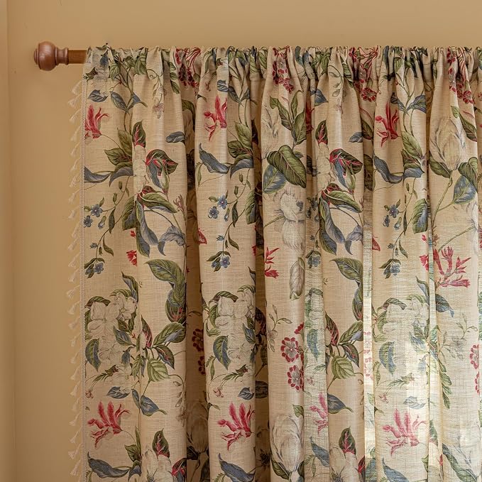 ENJOYBRIDAL Floral Curtains 63 Inch Long Living Room Boho Drapes Short Bedroom - Image 4