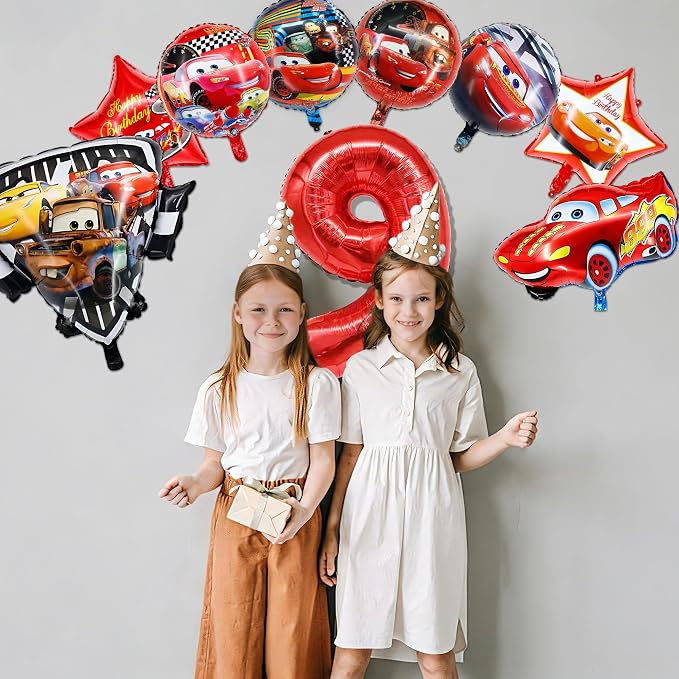 9 Pcs Car Theme Happy Birthday Decorations, Cute Cartoons Party Decorations - Image 5