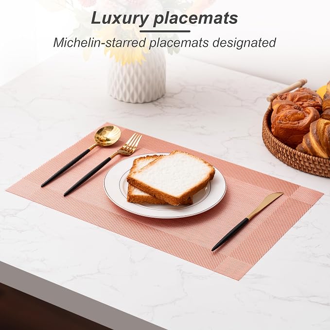 Placemats Set of 6 Washable Indoor | Outdoor Vinyl Place Mats - Image 5