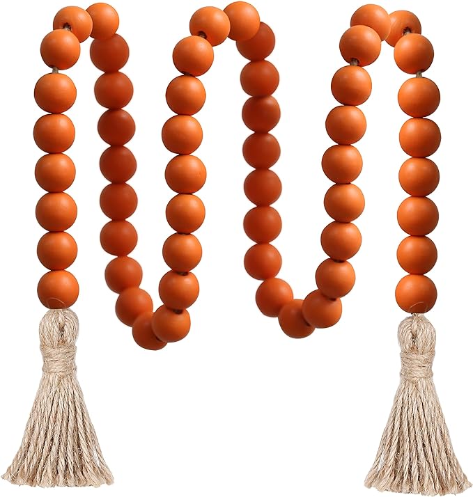 Meplait 39in Wood Bead Garland, Farmhouse Beads by Meplait