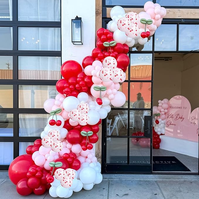 Cherry Balloons, 12 Inch Red and Pink Balloons Cherry on Top Balloon Pastel - Image 3