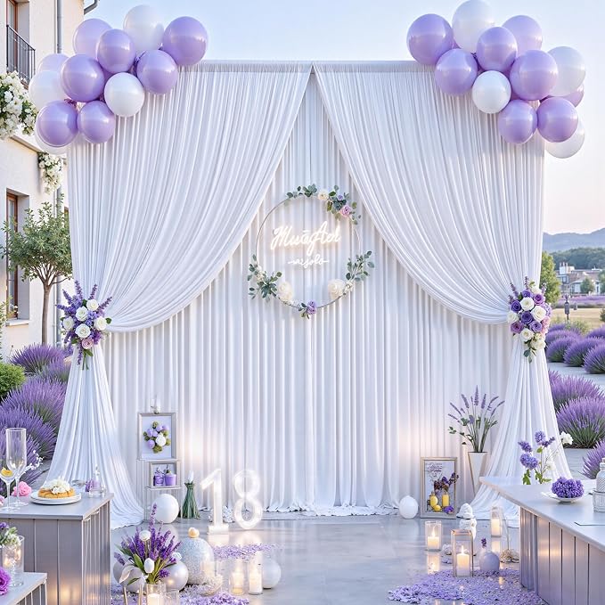 20 ft x 10 ft Wrinkle Free White Backdrop Curtain - Image 9
