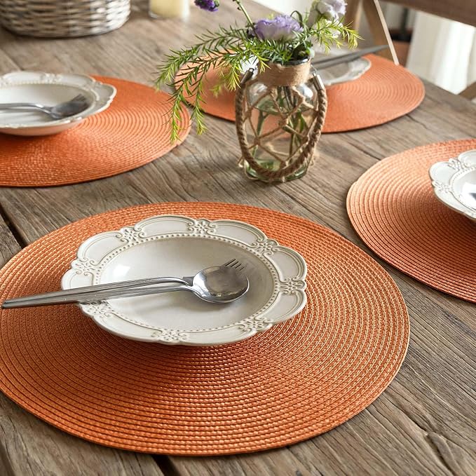 FunWheat Round Braided Placemats Set of 8 Table Mats - Image 4