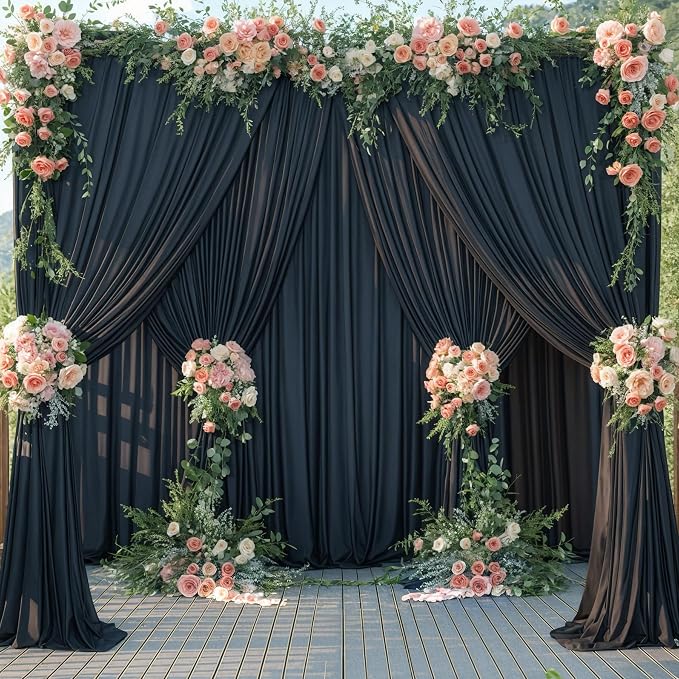 10x12 Black Backdrop Curtains for Wedding Party Wrinkle Free Backdrops Curtain - Image 7