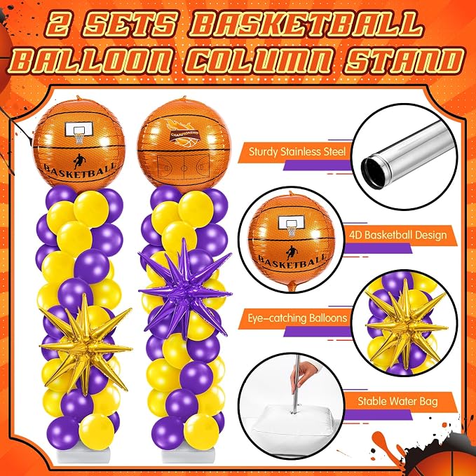 Kasyat 2 Sets Basketball Balloon Column Stand Kit - Image 4