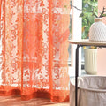 FINECITY Burnt Orange Floral Sheer Curtains by FINECITY