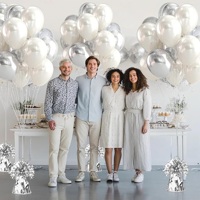 9 PCS Metallic Wrapped Balloons Weights Silver Helium Balloon Weight Balloon - Image 6