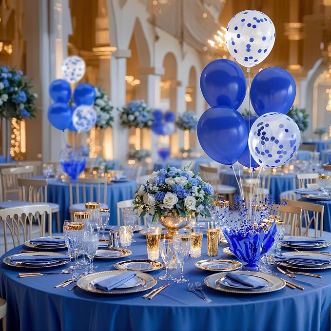 6 Set Royal Blue Table Balloons Foil Spray Centerpiece - Image 4