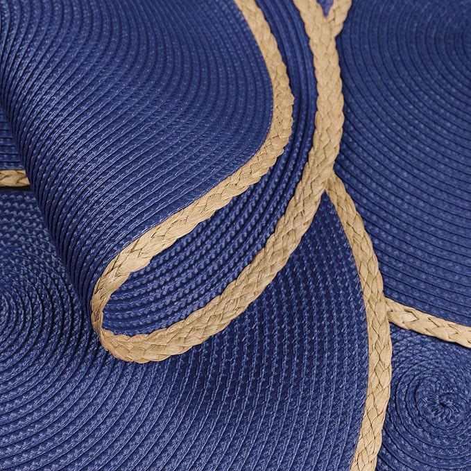 Round Placemats Set of 6, Woven Table Mats, Thin Edge, 15 Inch Diameter - Image 3