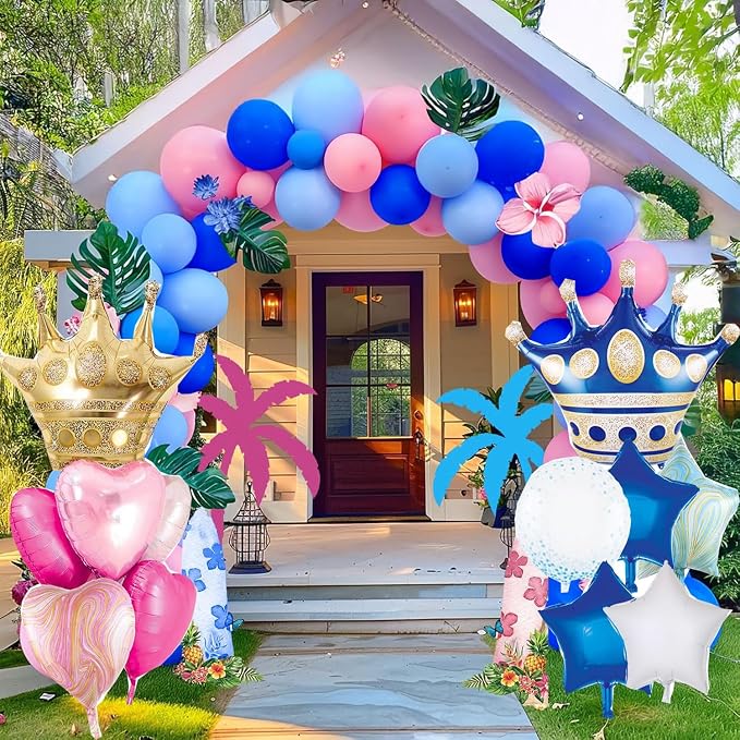 Pink And Blue Crown Balloons Set - Image 3