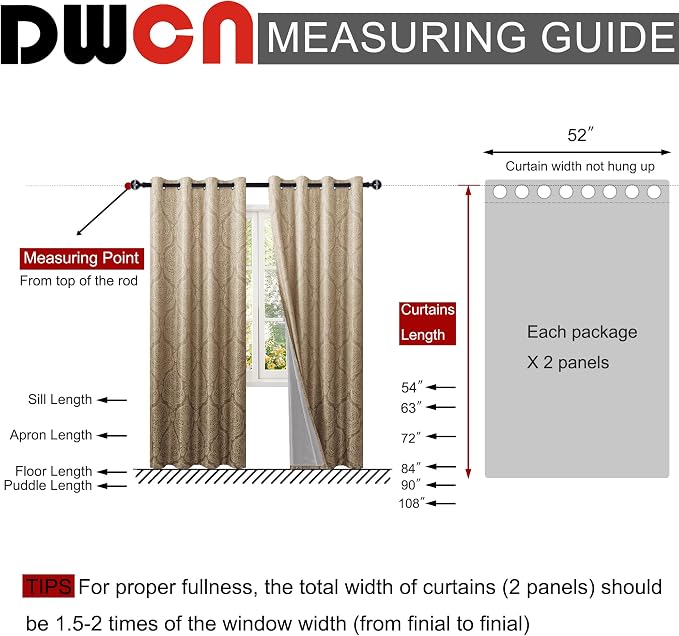 DWCN 100% Blackout Curtains for Bedroom 63 Inch Long - Image 9